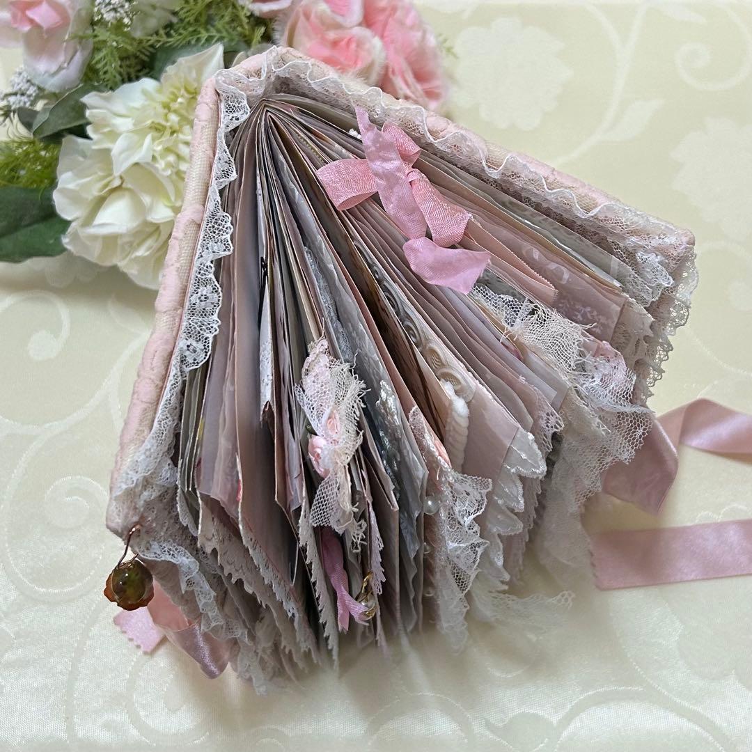 薔薇とレースのジャンクジャーナル・雑記帳　トレペ仕様　shabby rose