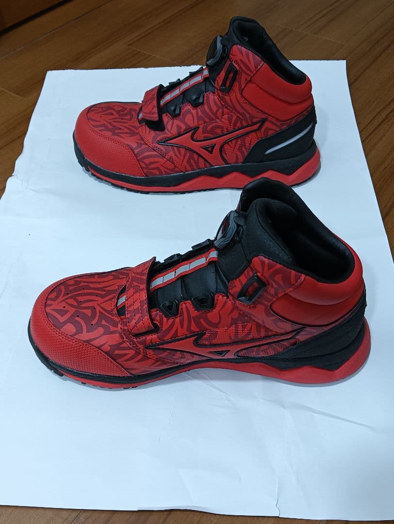 限定 安全靴 ミズノ mizuno スニーカー BOA 25.5 レッドブラック