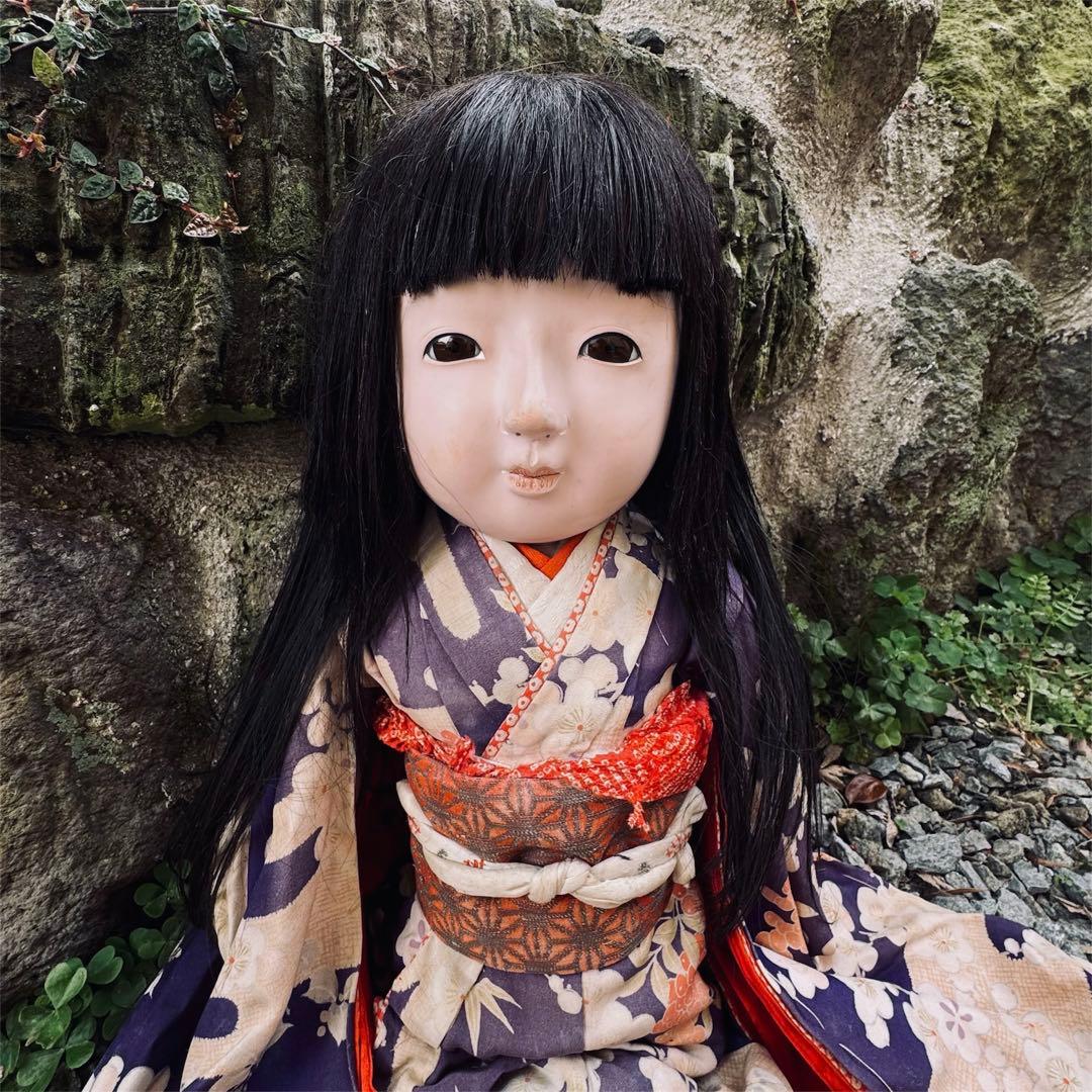市松人形 明治〜大正 1868年～ 三つ折れ 光月 銘 印 65㎝ 18号 月姫