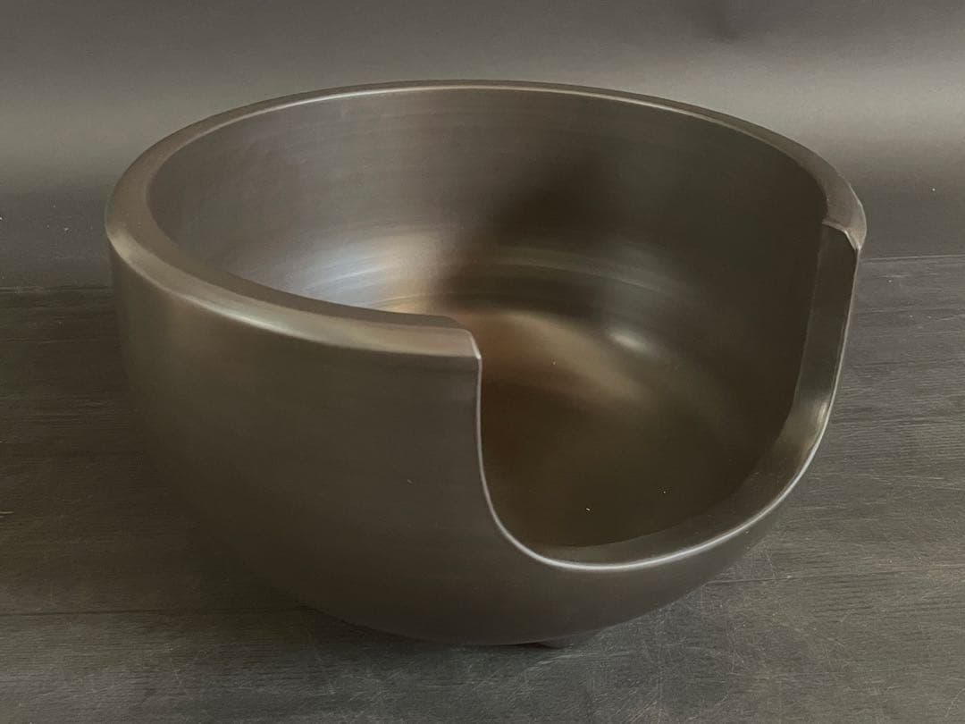 【美品 稀少】【母】 蒲池釜 土風炉 伊東 征隆 無類 黒陶 共箱 （310Ｂ）