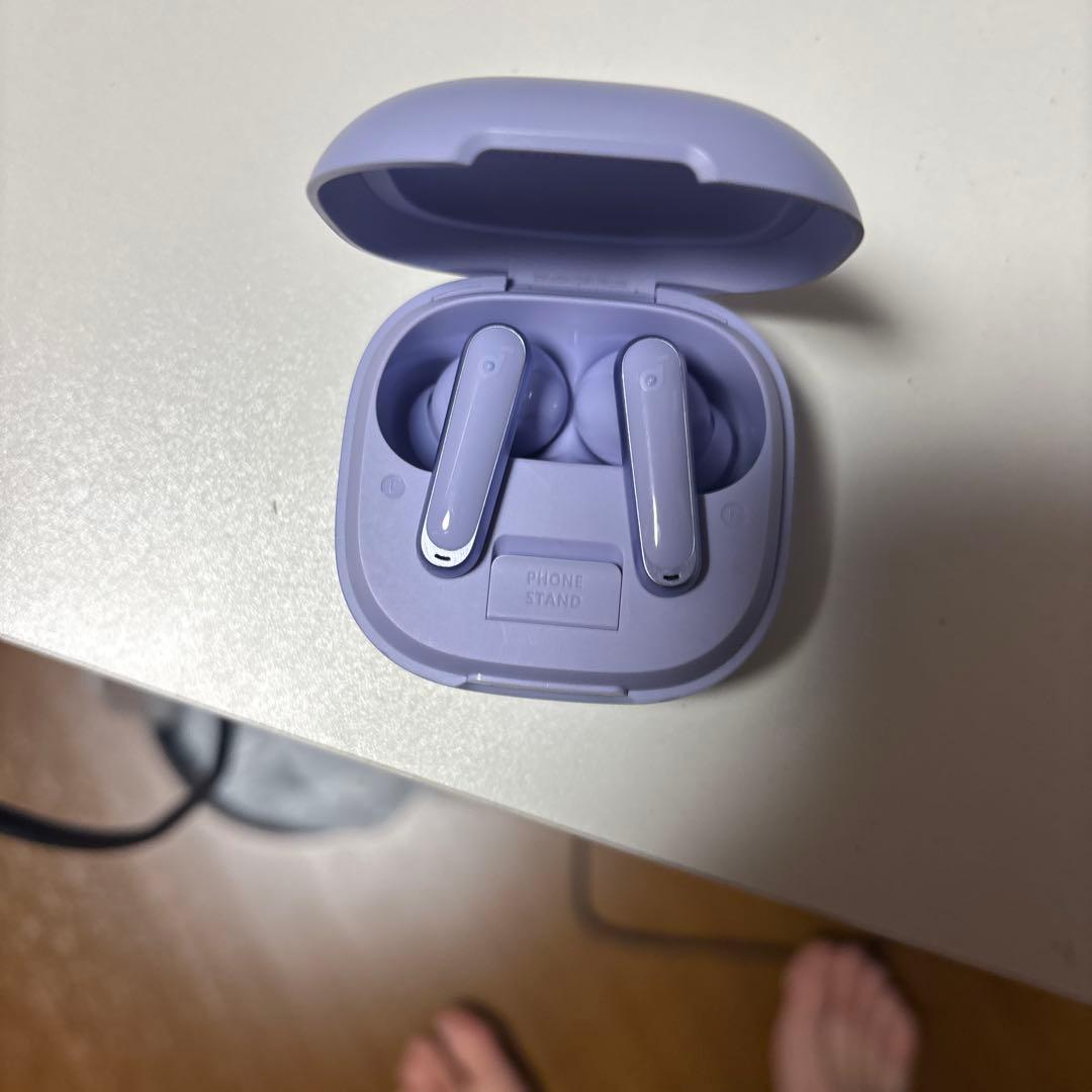 パープル ワイヤレスイヤホン 充電ケース付き