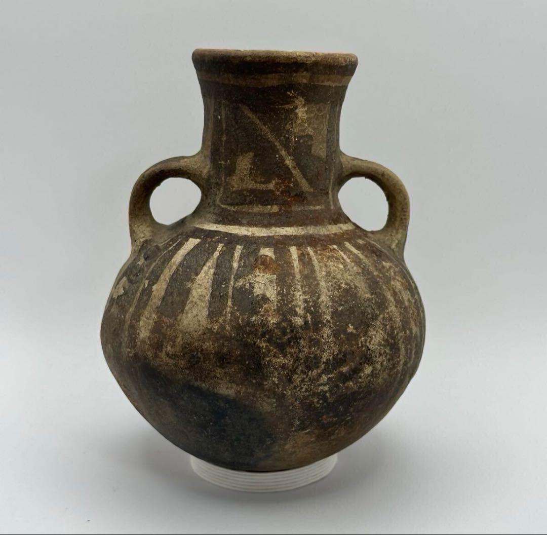 【土器】鑑定カード付 黄地黒彩壺 チャンカイ文化後期 紀元1300年