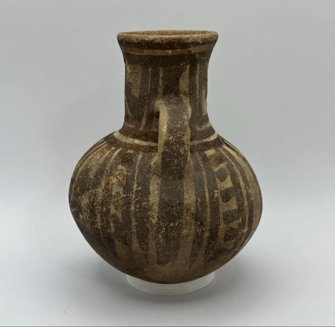 【土器】鑑定カード付 黄地黒彩壺 チャンカイ文化後期 紀元1300年