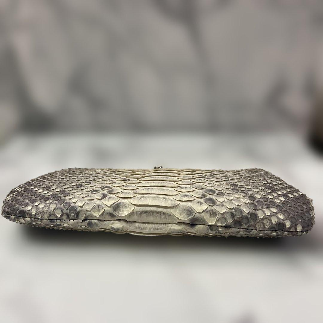 ハンドメイド　ダイヤモンドパイソン本革親子がま口長財布