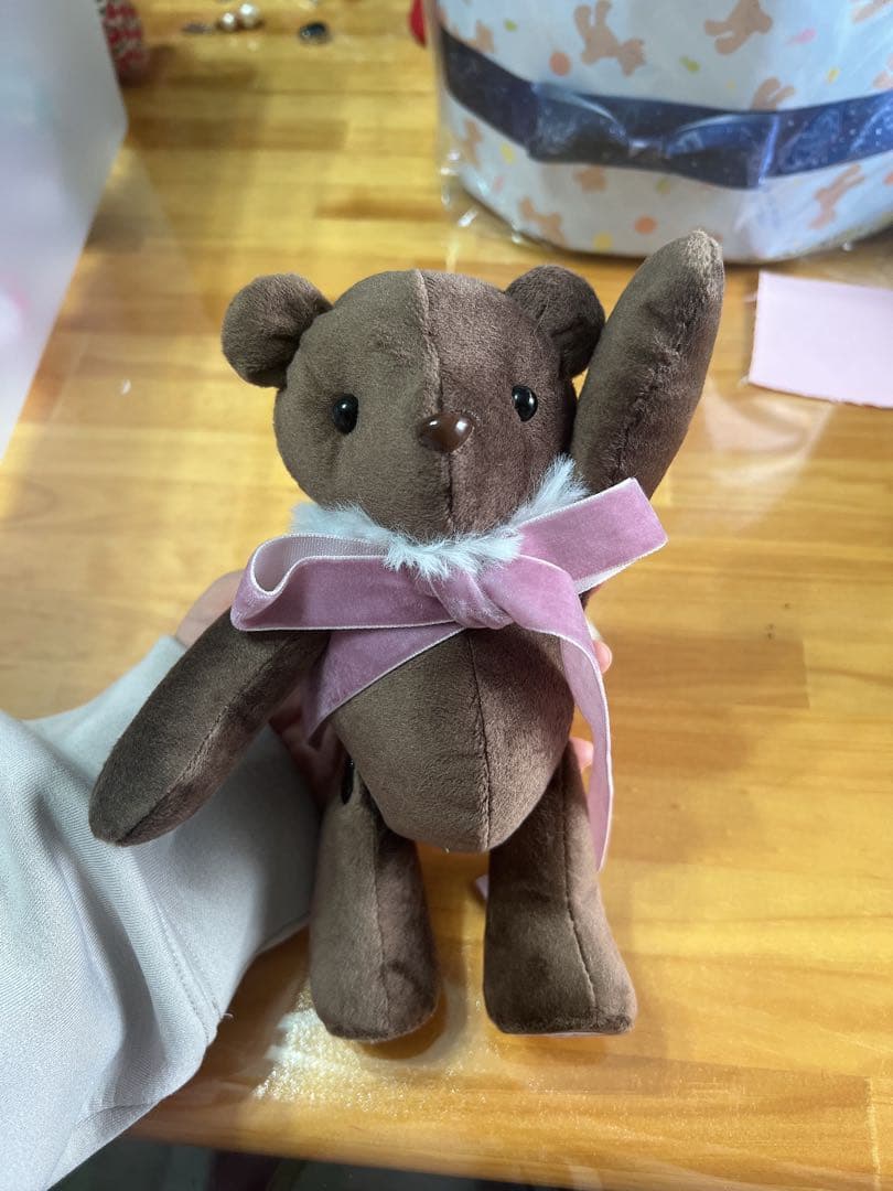 一点もの　仲良しブラウンとピンクのクマのぬいぐるみ　テディベア　ペアセット