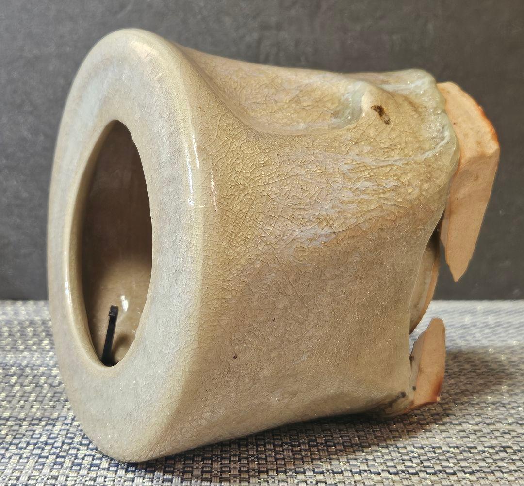 萩焼　名工　守繁栄徹 作　旅枕　鬼萩 花入れ　掛け花入　共箱　茶道具　茶器