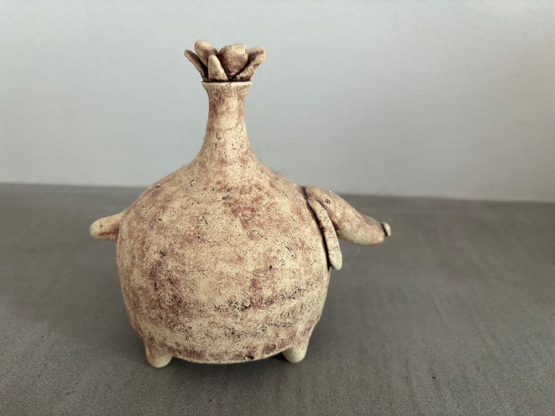 北川タケシ　レア　オブジェ　置物　陶器　鳥　犬