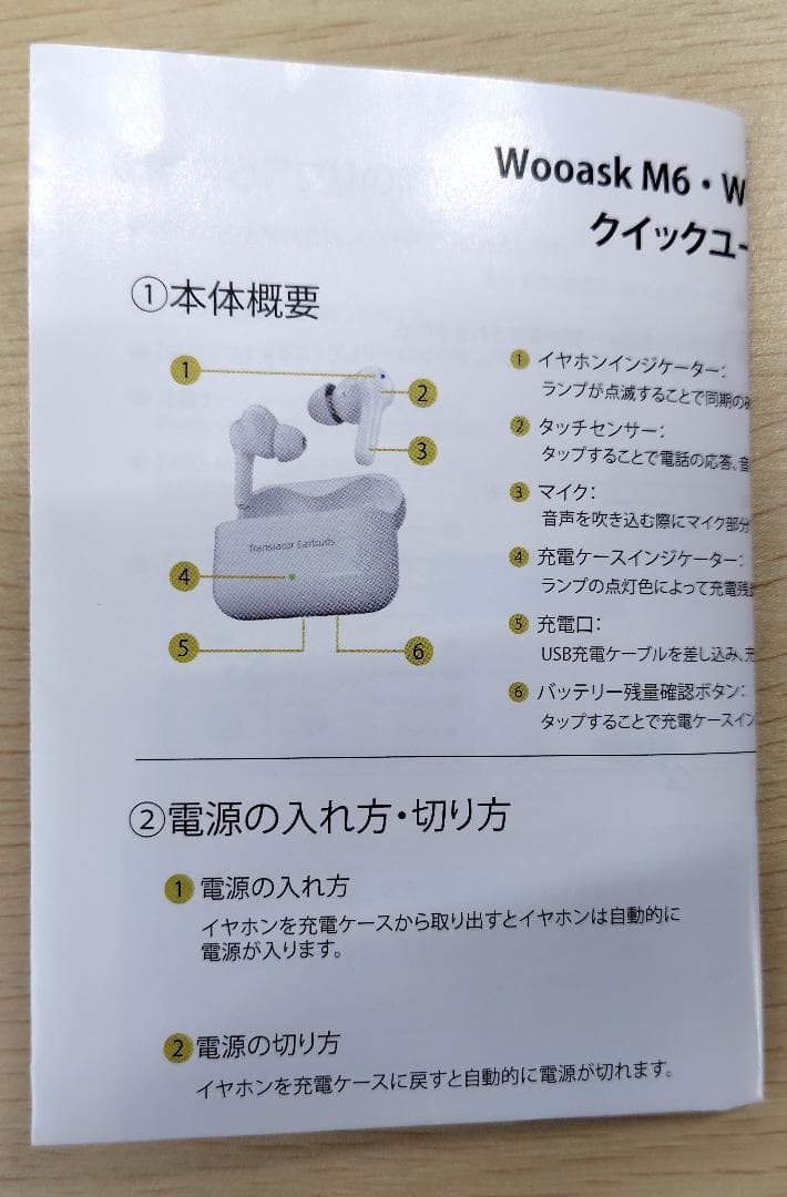 未使用 Wooask M6 翻訳機能付イヤホン 日本正規版 翻訳機 オンライン版