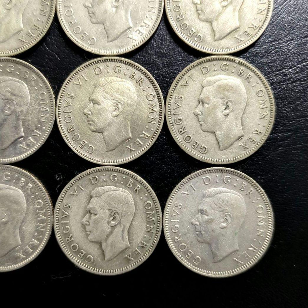 イギリス　スコットランド様式　９枚年号連続１シリング銀貨