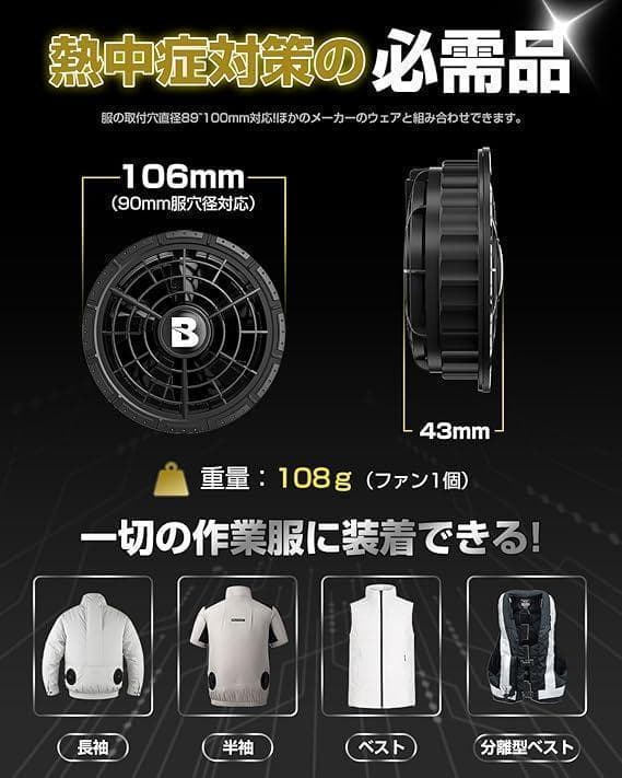 【R1404】空調服 ファンバッテリーセット 36V超高出力 30000mAh