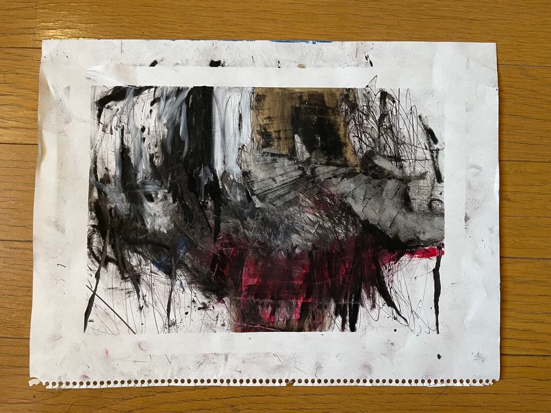 抽象画 黒 赤 インテリア　アート