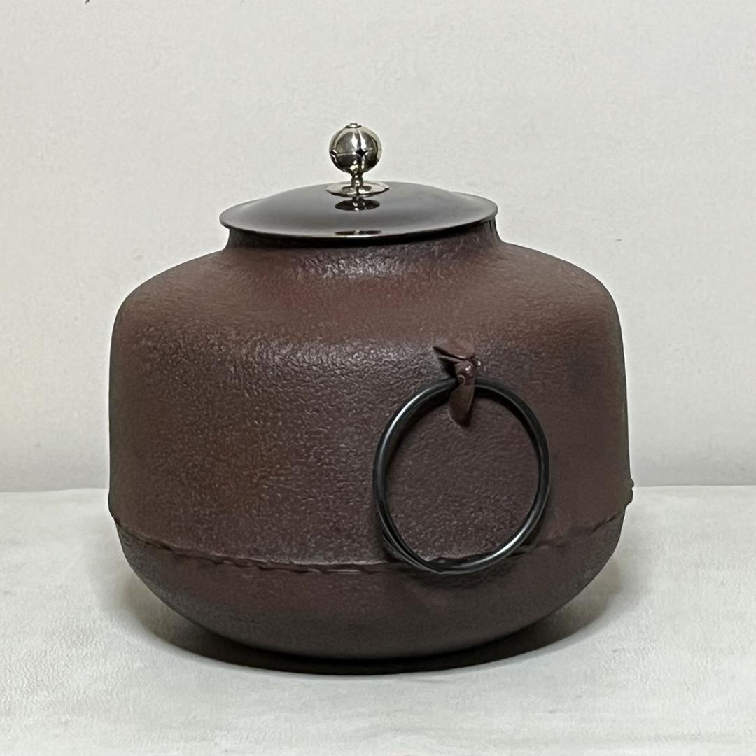 高橋敬典 利休好 南鐐撮 阿弥陀堂釜 銀摘み 共箱 茶釜 茶道具 【k3687】