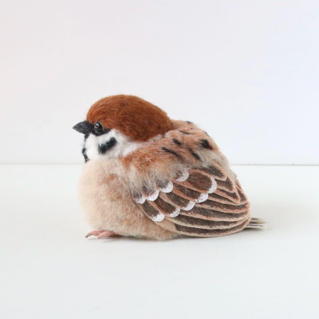 羊毛フェルト＊手のひらサイズのまったり鳥さん❤︎すずめ