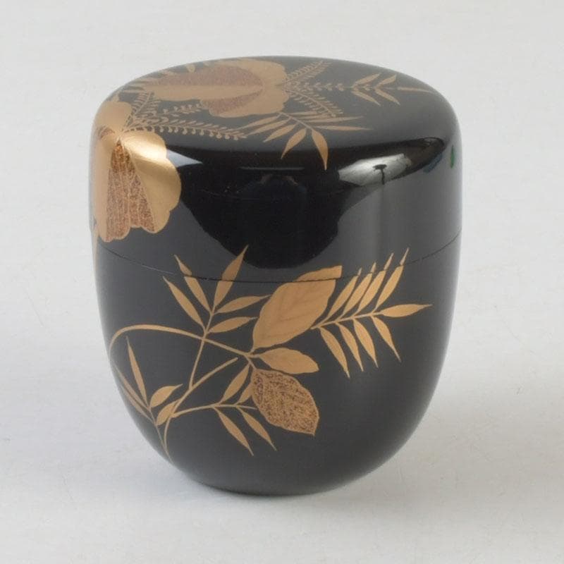 茶道具　黒塗　嵯峨野蒔絵　棗　在銘　共箱　V　A44