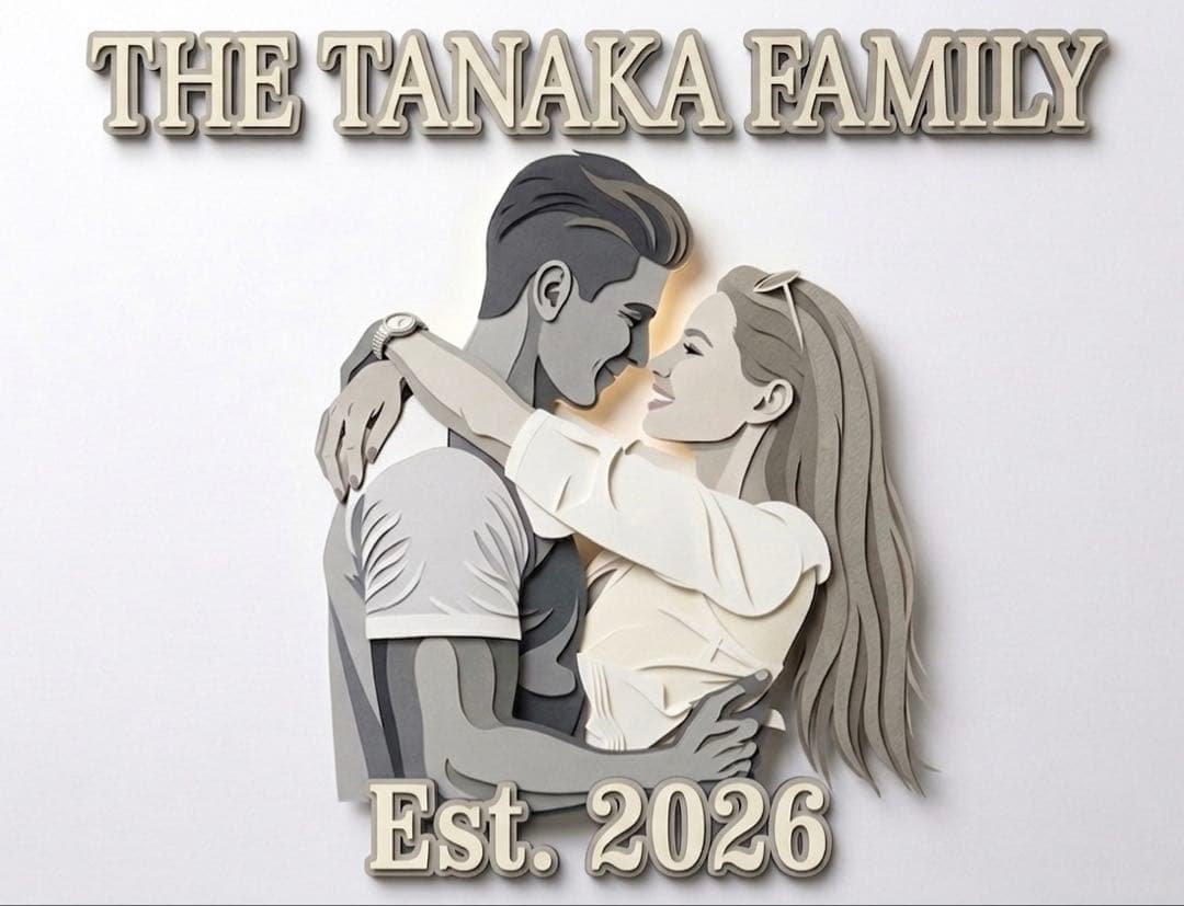 【期間限定SALE】 3Dシャドーボックス風ポートレート 家族 結婚祝い 記念日