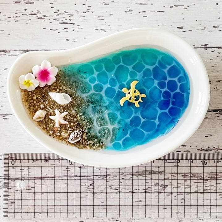 海塗りレジン❤大きめホヌとヒトデのアクセサリートレイ小物置き❤