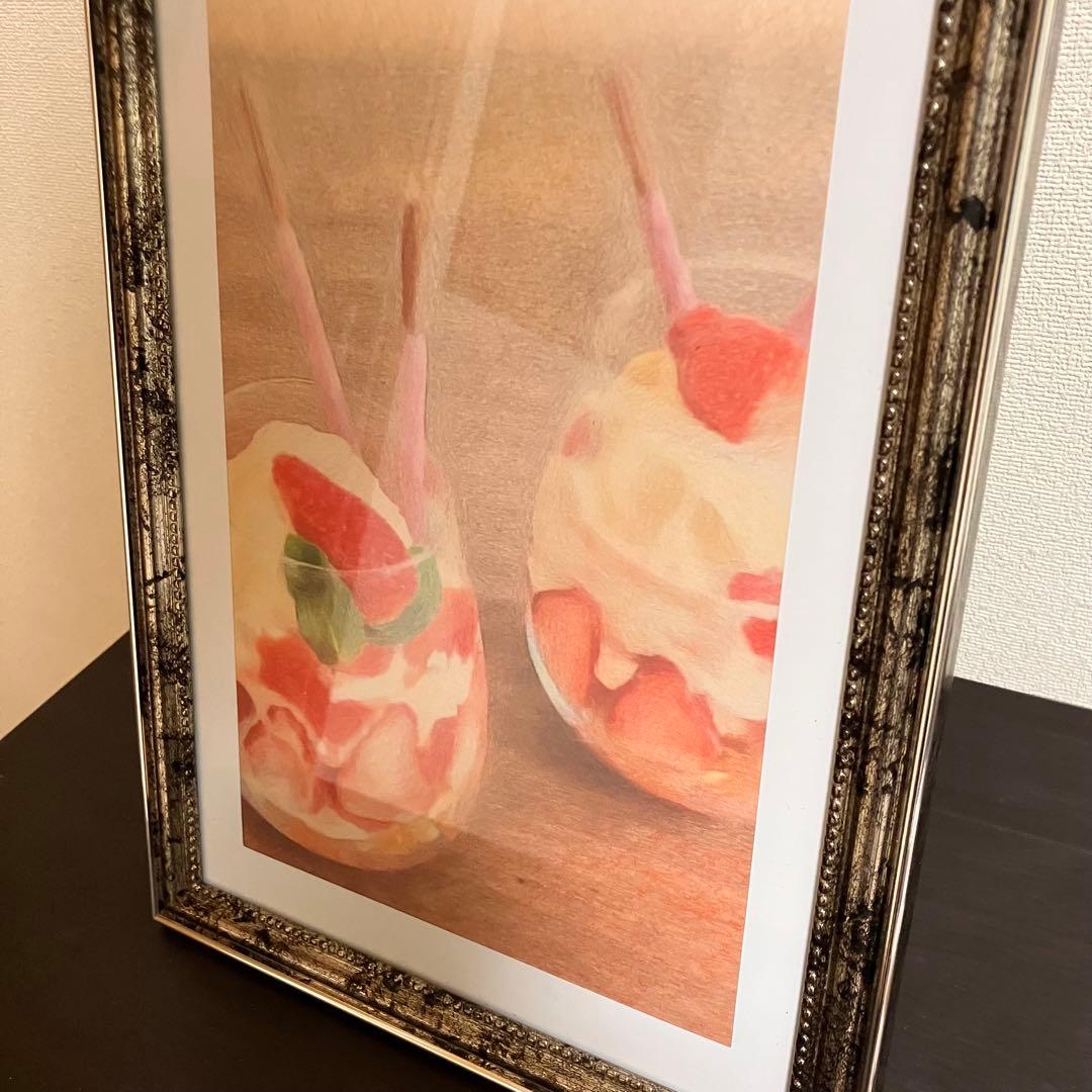 スイーツアート1 パステル画　額縁寸法32.7㎝×24.0㎝×1.5㎝