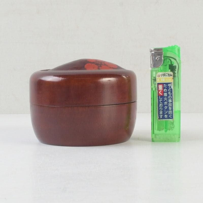 茶道具　古竹製　朱塗　松竹梅文　棗　仕覆・書付箱　V　A51