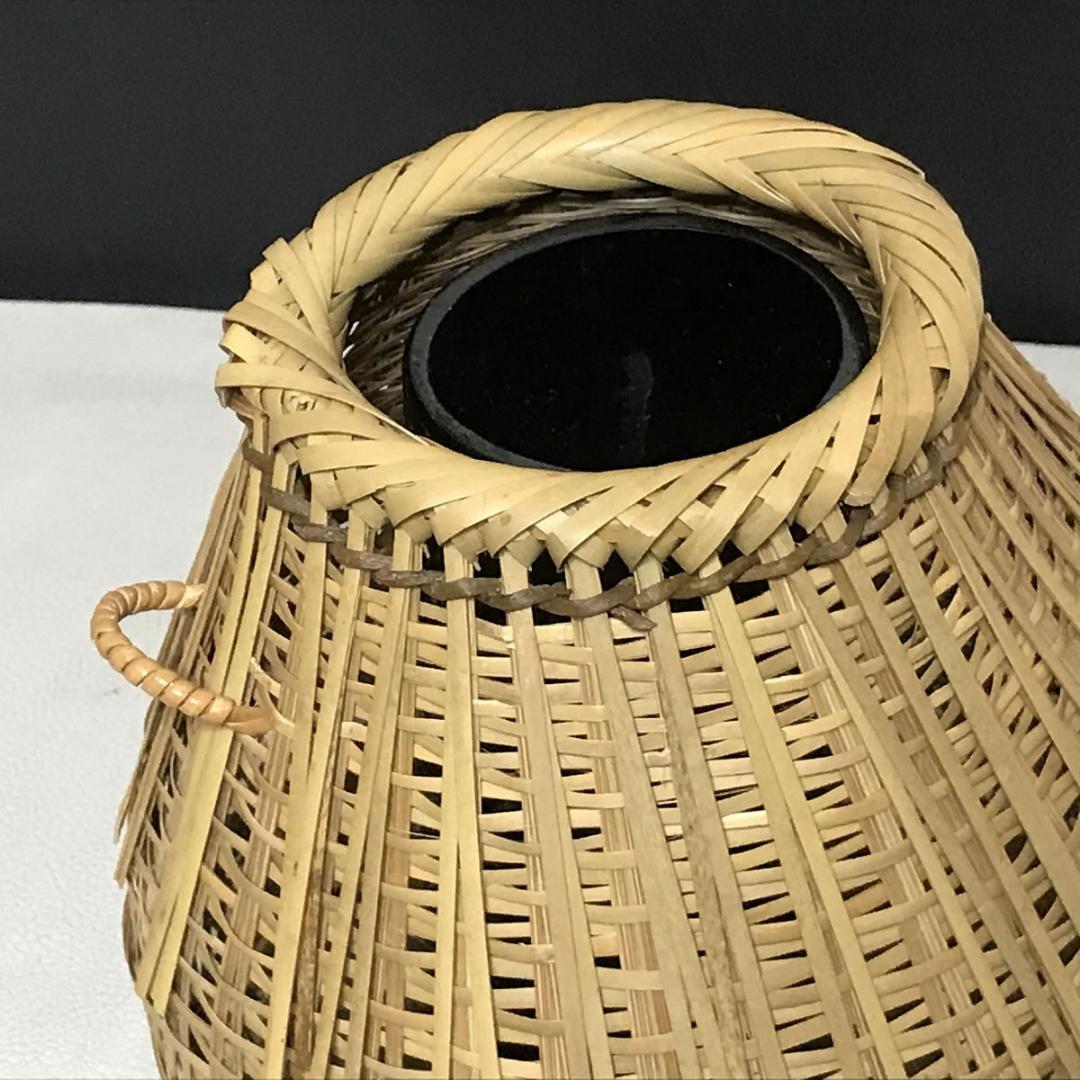 平安 粟田元笠 利休好 桂篭 共箱 竹花入 掛花入 花籠 桂籠 粟田元竺 茶道具