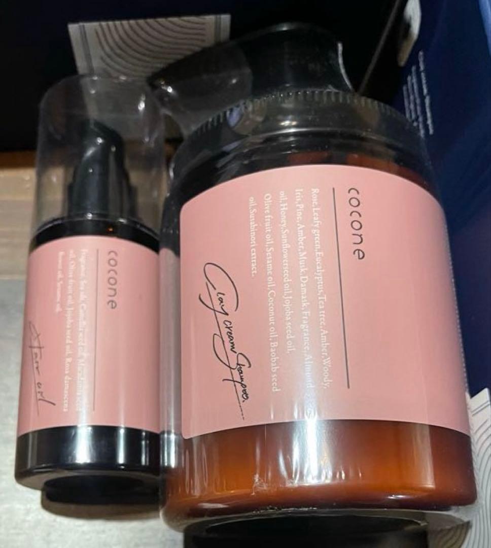 cocone クレイクリームシャンプーローズ２個&ヘアオイルセット