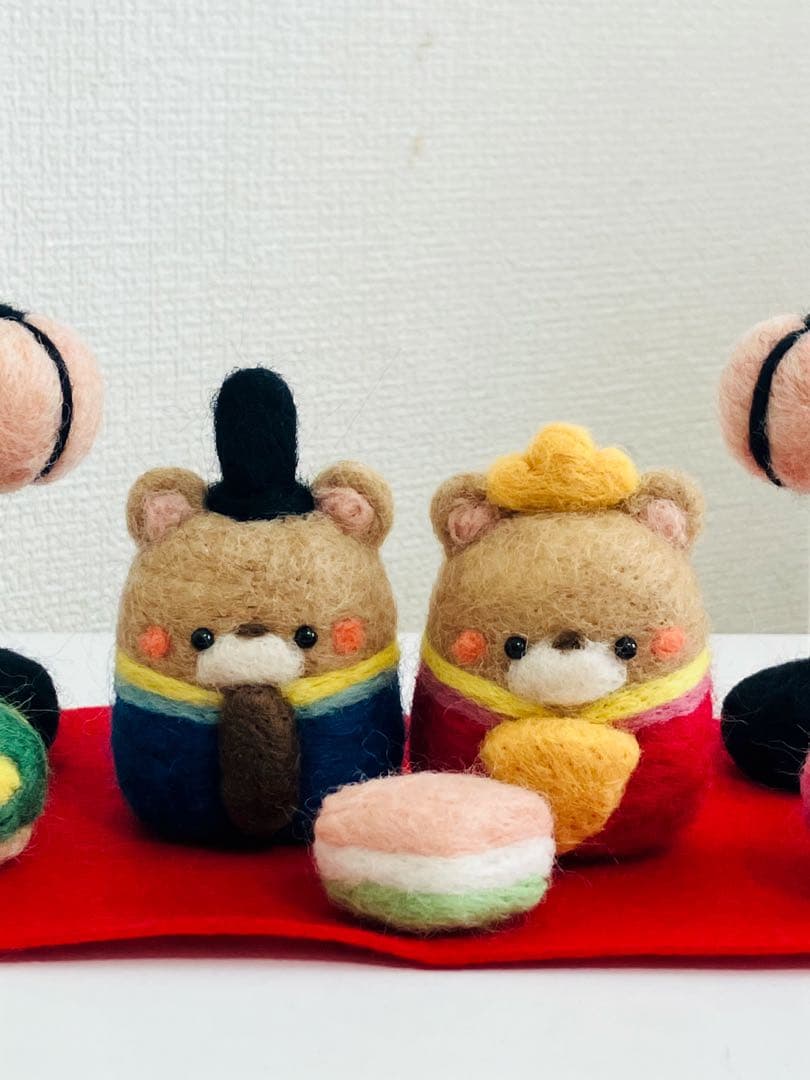 羊毛フェルト　ひな祭り　くまさん雛人形