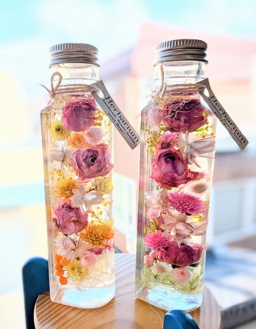 ハーバリウム 100ml ❁ローズボトル❁②ピンク系