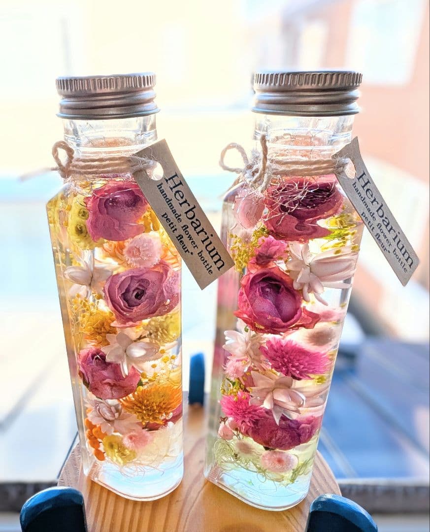 ハーバリウム 100ml ❁ローズボトル❁②ピンク系