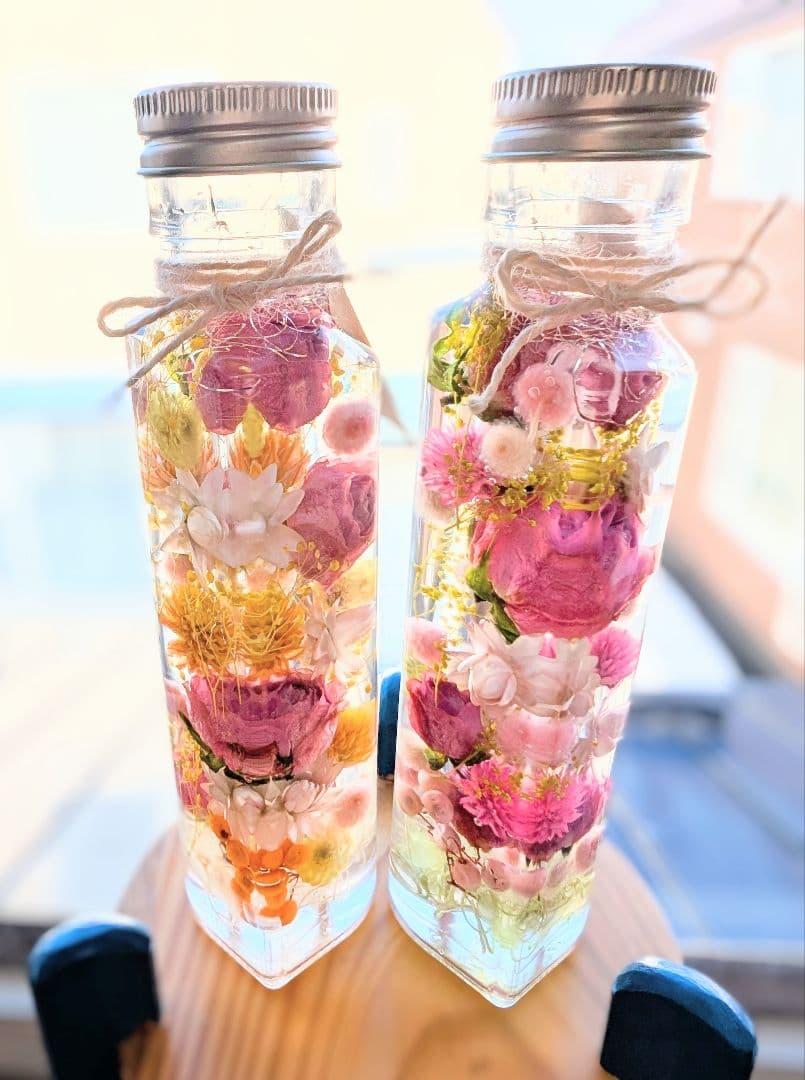 ハーバリウム 100ml ❁ローズボトル❁②ピンク系