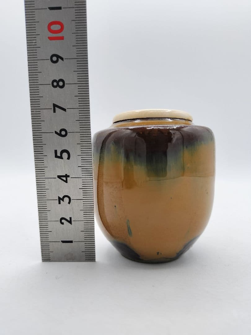 d144【新品・未使用】肩衛茶入 住吉裂 小鹿田焼 鹿峰 木箱 茶道具