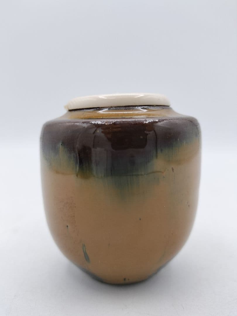 d144【新品・未使用】肩衛茶入 住吉裂 小鹿田焼 鹿峰 木箱 茶道具