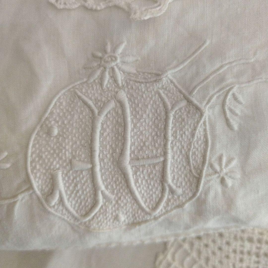フランスアンティーク*リネンイニシャル刺繍アンティーク*バッグ*モノグラム