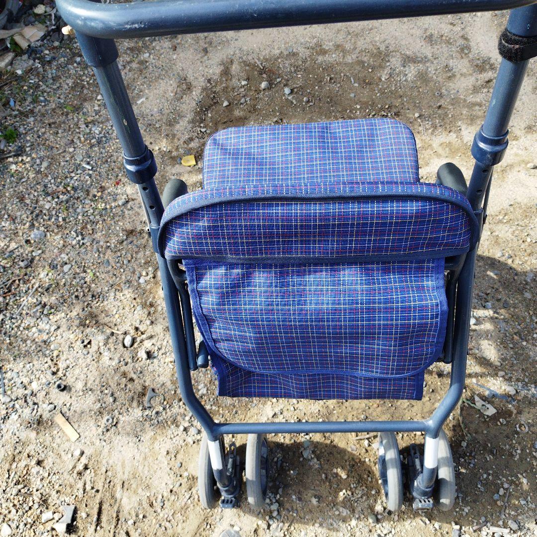 歩行車折りたたみ式 青系チェック系