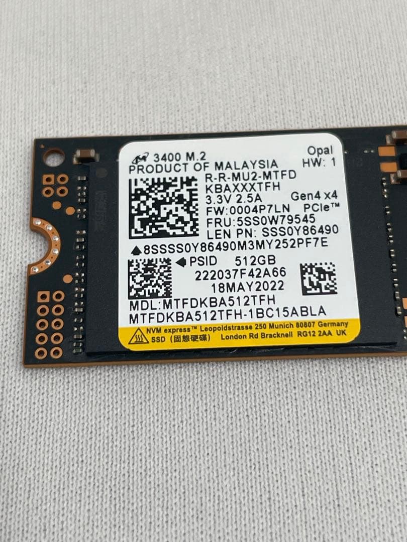内蔵型SSD Micron MTFDKBA512T1T-1BC15ABLA 512GB SSD