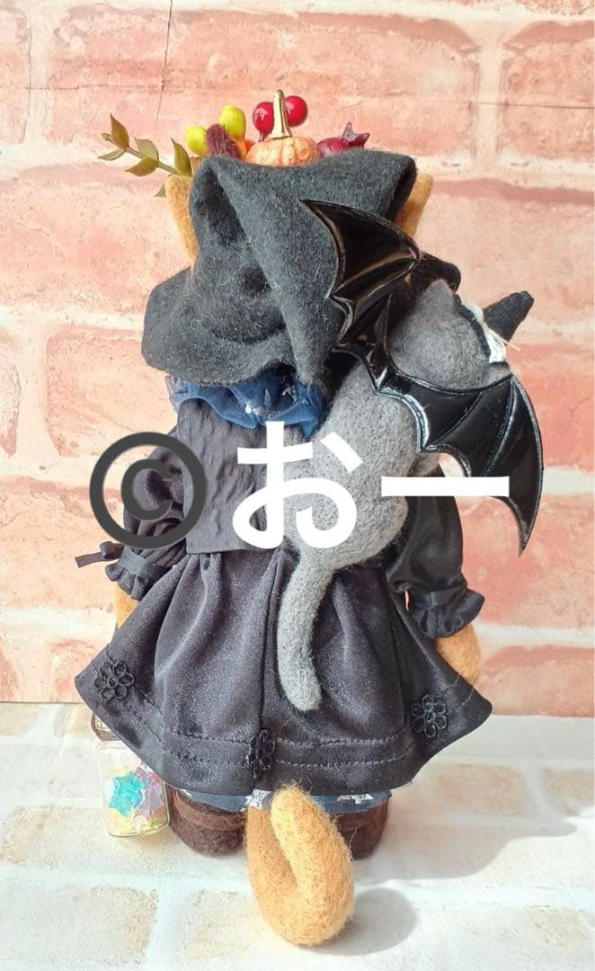 ハンドメイド★羊毛フェルト　ハロウィン　猫　仮装　魔女　デビル