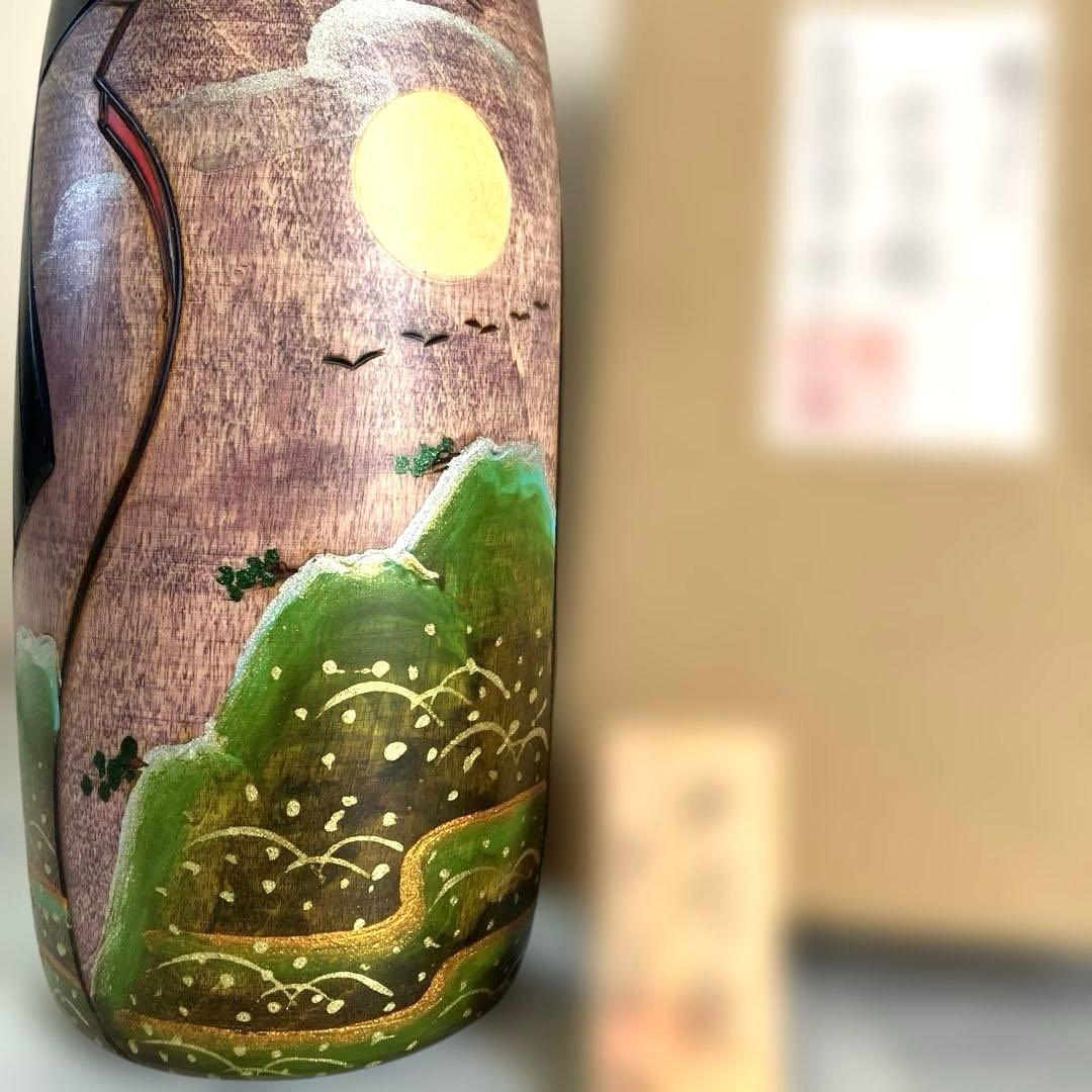 美品＊『夕月夜』＊こけし＊としお創作＊ビンテージ＊木彫り＊置物 卵形 卵型