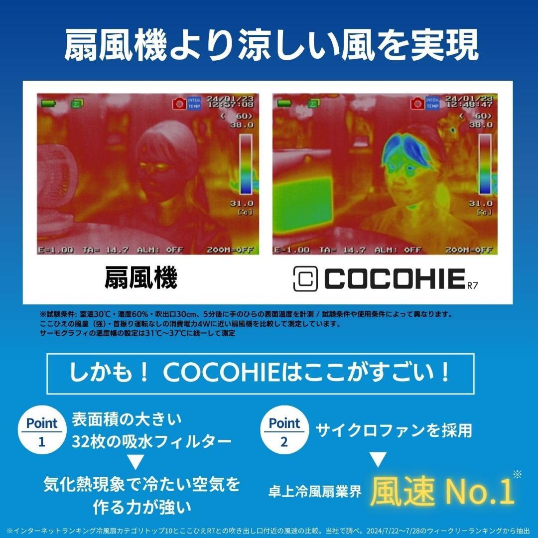 ここひえR7［ホワイト］ リモコン搭載【正規品】ここ冷え 冷風扇 冷風機 ミニク