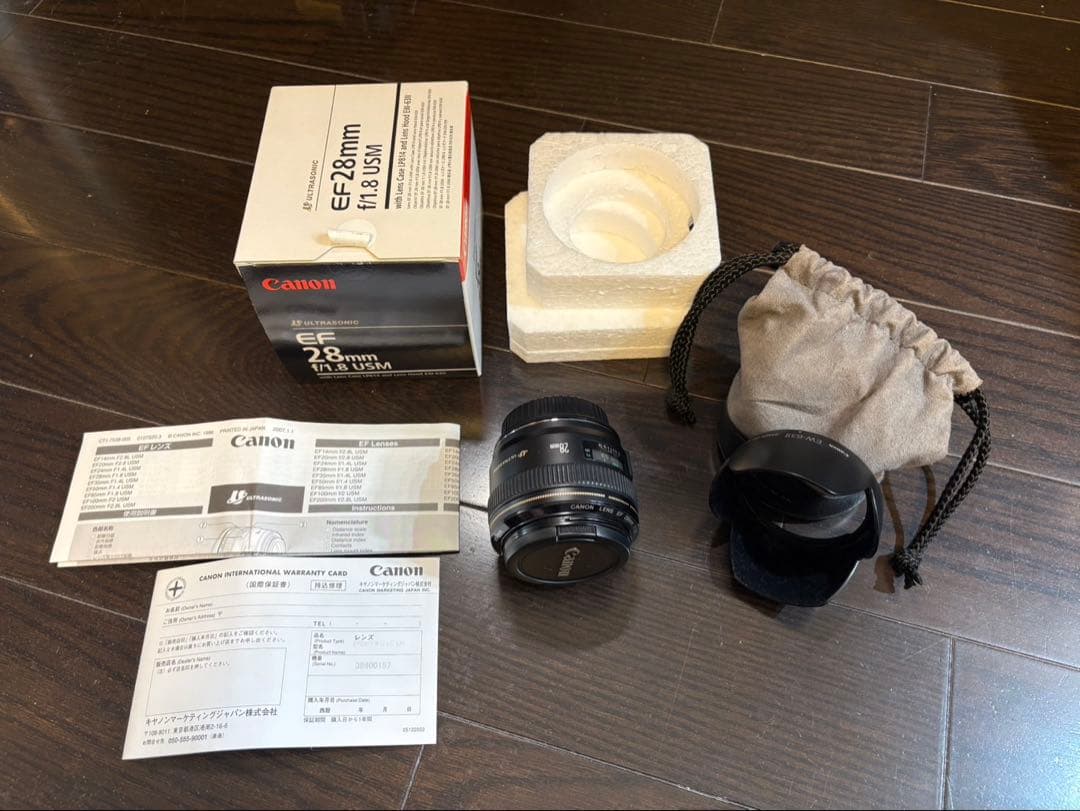 Canon EF28mm F1.8 USM 付属品完備 元箱 ケース フード付