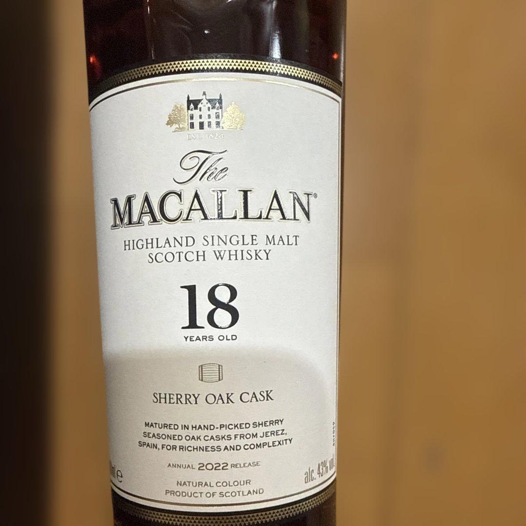 The Macallan 18年 シェリーオークカスク 2022年