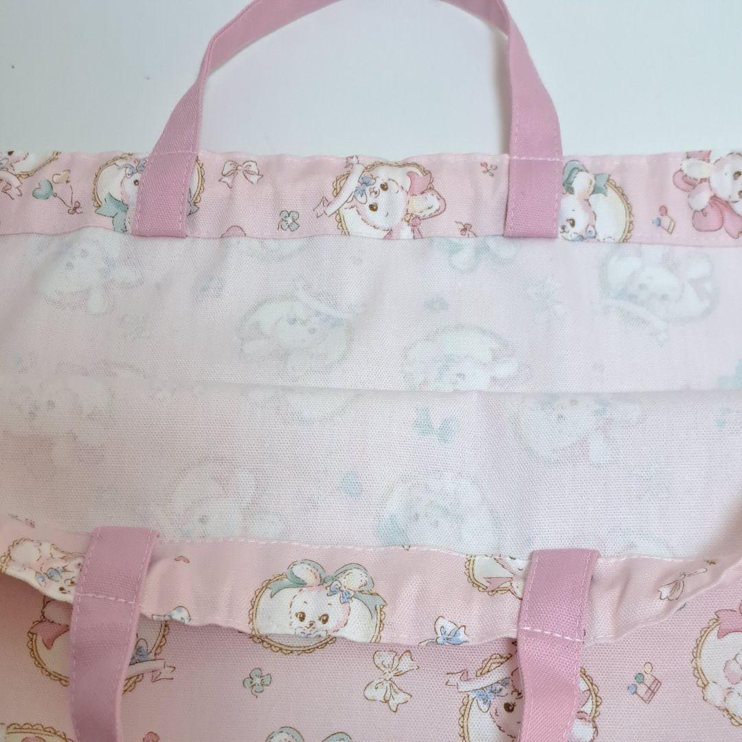 ハンドメイド大きめレッスンバッグ　ドレス柄　ピンク　入園、入学