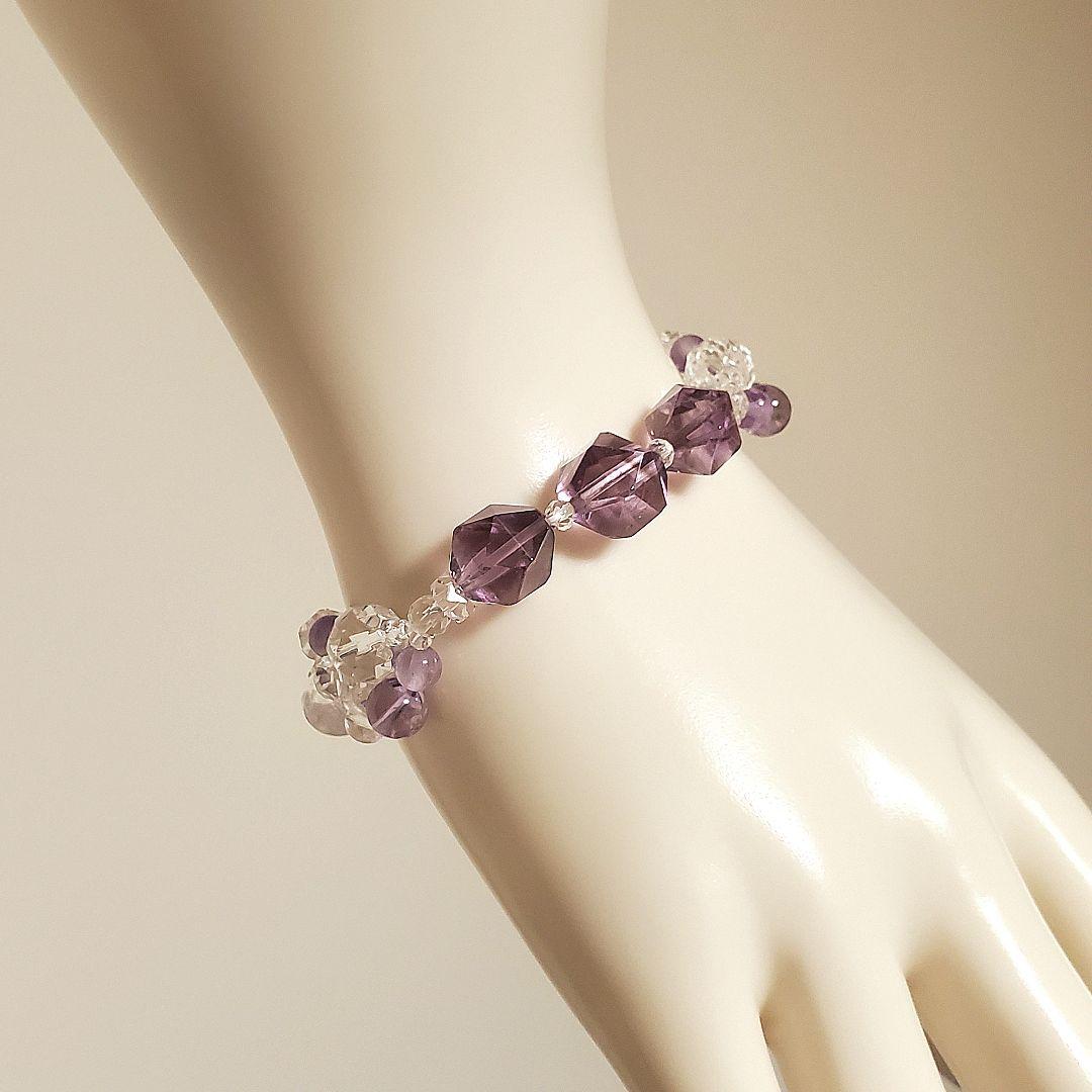 天然石　ブレスレット　＊No. 555＊ハンドメイド　パワーストーン　編み