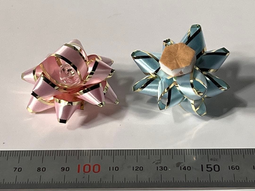 昭和レトロ　ラッピング　ワンタッチコルラメギフトフラワーリボン