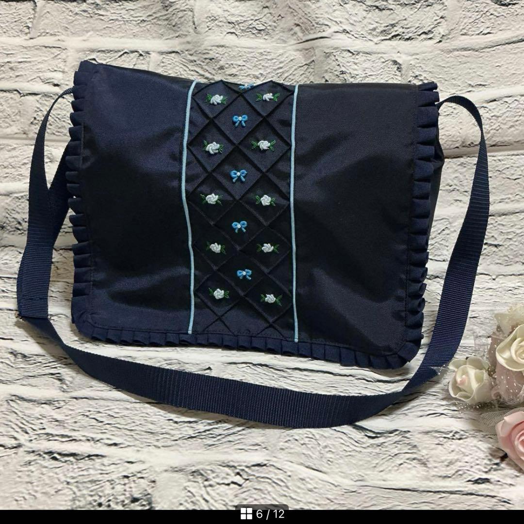 通学　通園　ショルダーバッグ　ハンドメイド　刺繍　ランチバッグ　私立小学校