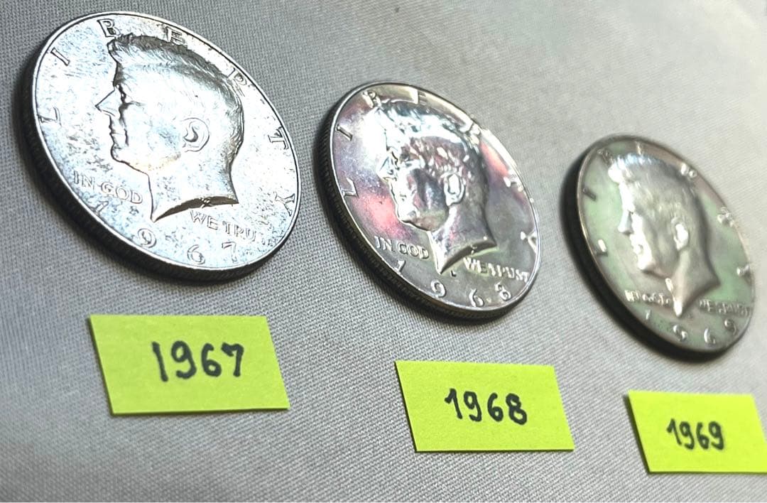 ケネディ銀貨 ハーフダラー3枚 1967-69 資産銀貨