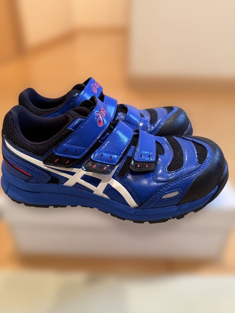 青 安全靴 asics 23cm