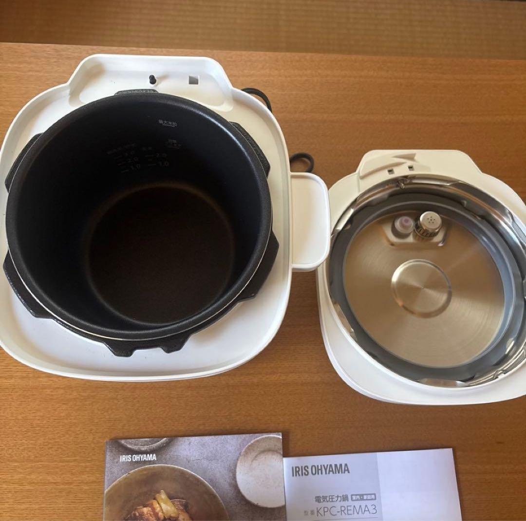 2024年購入アイリスオーヤマ電気圧力鍋3L KPC-REMA3-W付属品完備