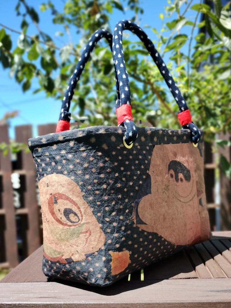 専用　一閑張り　古布　犬張子　柿渋　トートバッグ　ハンドメイド