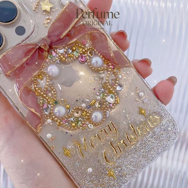 イニシャル&名入れ♡リボン✨パール ツリー⭐︎キラキラ iPhoneケース