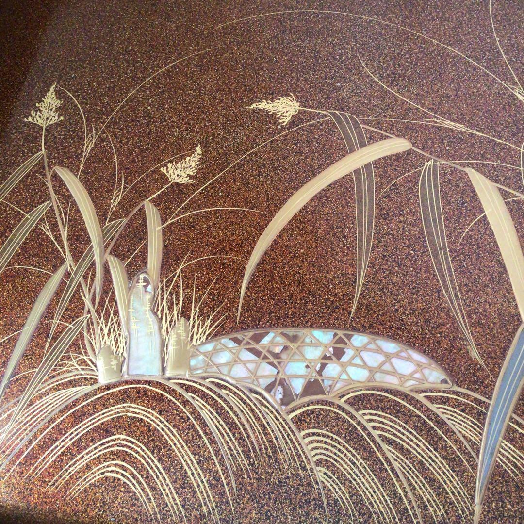 時代漆器　廣蓋　広蓋　骨董　蒔絵　螺鈿　昭和3年　共箱あり　アンティーク　盆
