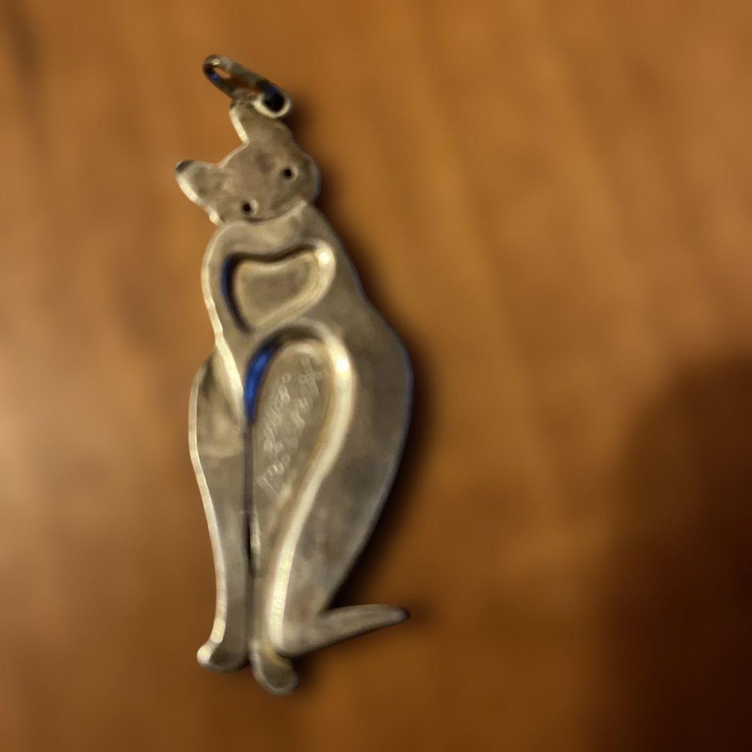猫型　シルバー ペンダント　アクセサリー作家さんハンドメイド