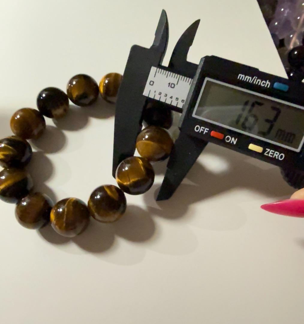 天然石 黄虎眼石クリスタルブレスレット16mm